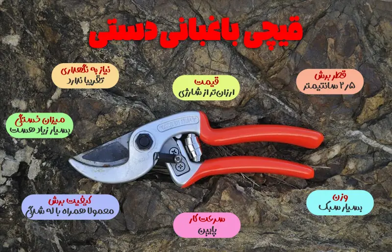 قیچی باغبانی دستی - مقایسه قیچی هرس دستی با قیچی هرس شارژی - قیمت قیچی هرس شارژی با قیچی باغبانی دستی - قیچی شارژی فارم کالا