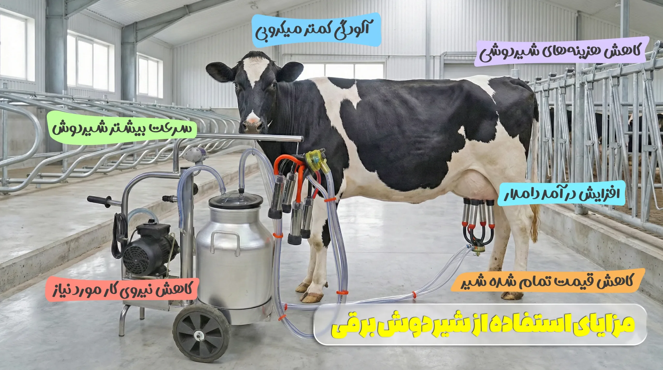 مزایای استفاده از دستگاه شیردوش سیار - آموزش کار با شیردوش برقی سیار