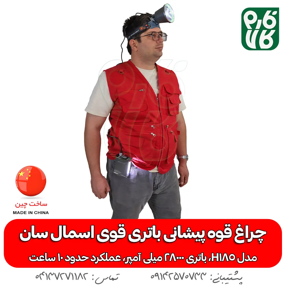 چراغ پیشانی اسمال سان مدل H185 - خرید چراغ پیشانی قوی - قیمت چراغ پیشانی قوی - هدلایت قوی - هدلایت حرفه ای قوی - هدلایت با باتری کمری - چراغ پیشانی بند با باتری کمتری - چراغ قوه پیشانی بند با باتری کمری